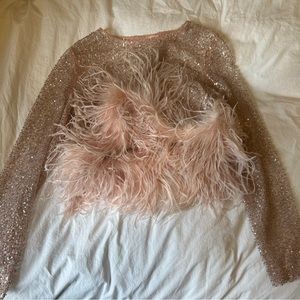 Dana foley embellished feather top!